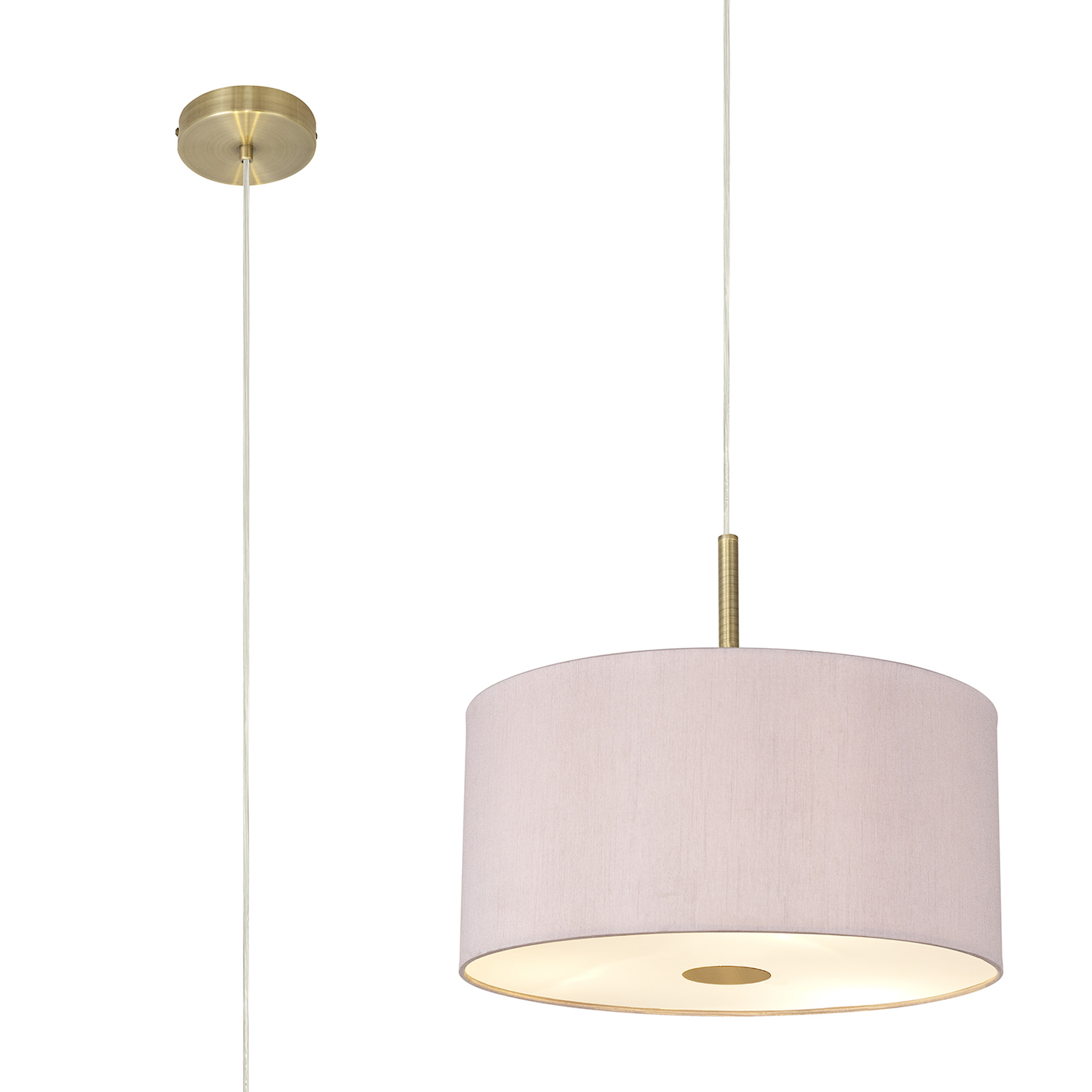 DK0512  Baymont 40cm 5 Light Pendant Antique Brass, Taupe/Halo Gold, Frosted Diffuser